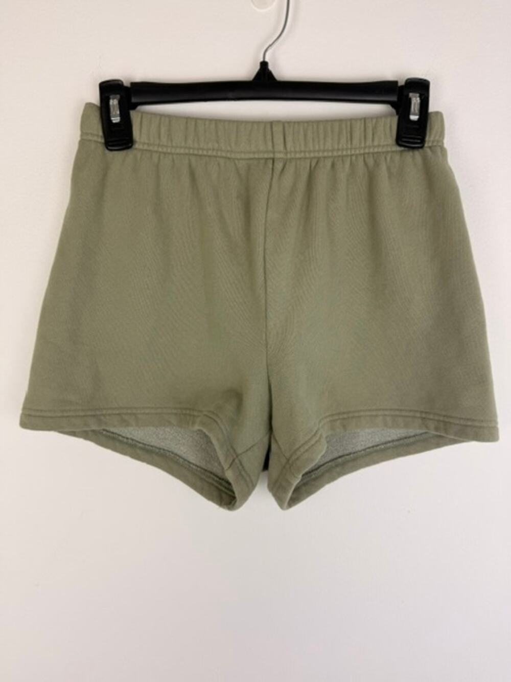 TNA Cozy Fleece Womens Sage Green Pull On Sweat Elastic Waist Lounge Shorts XS